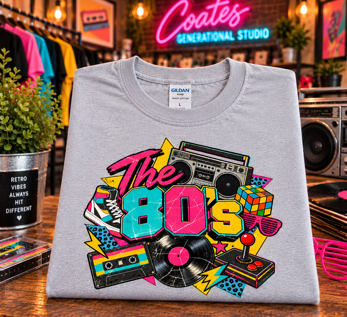 📼 The 80's Throwback Graphic Tee – Retro Vibes Only! 🌈