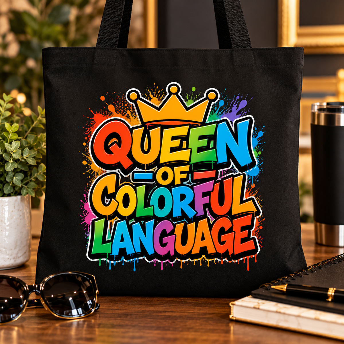 Queen of Colorful Language – Graffiti Tote Bag