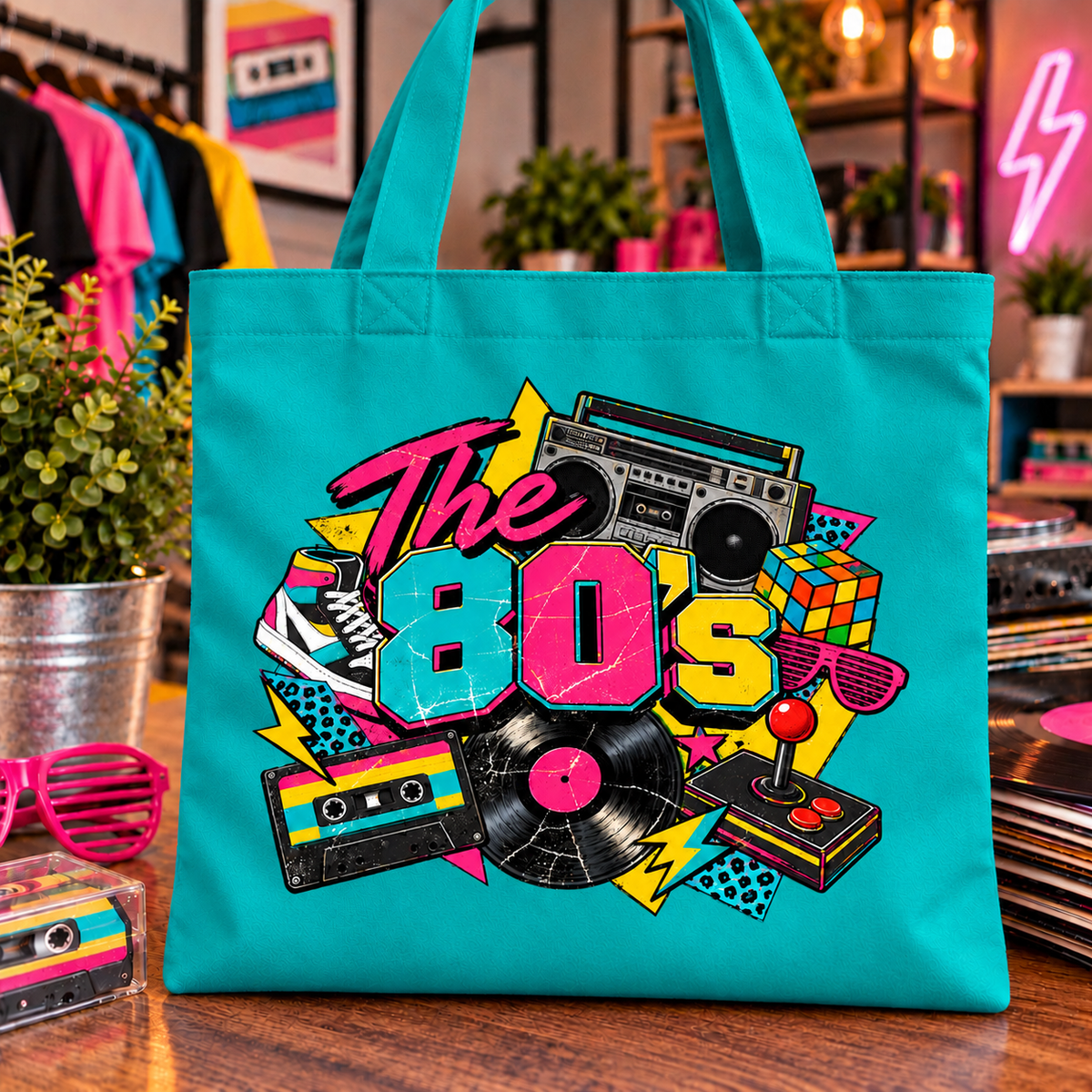 The 80s Retro Throwback Tote Bag – Colorful Vintage Collection