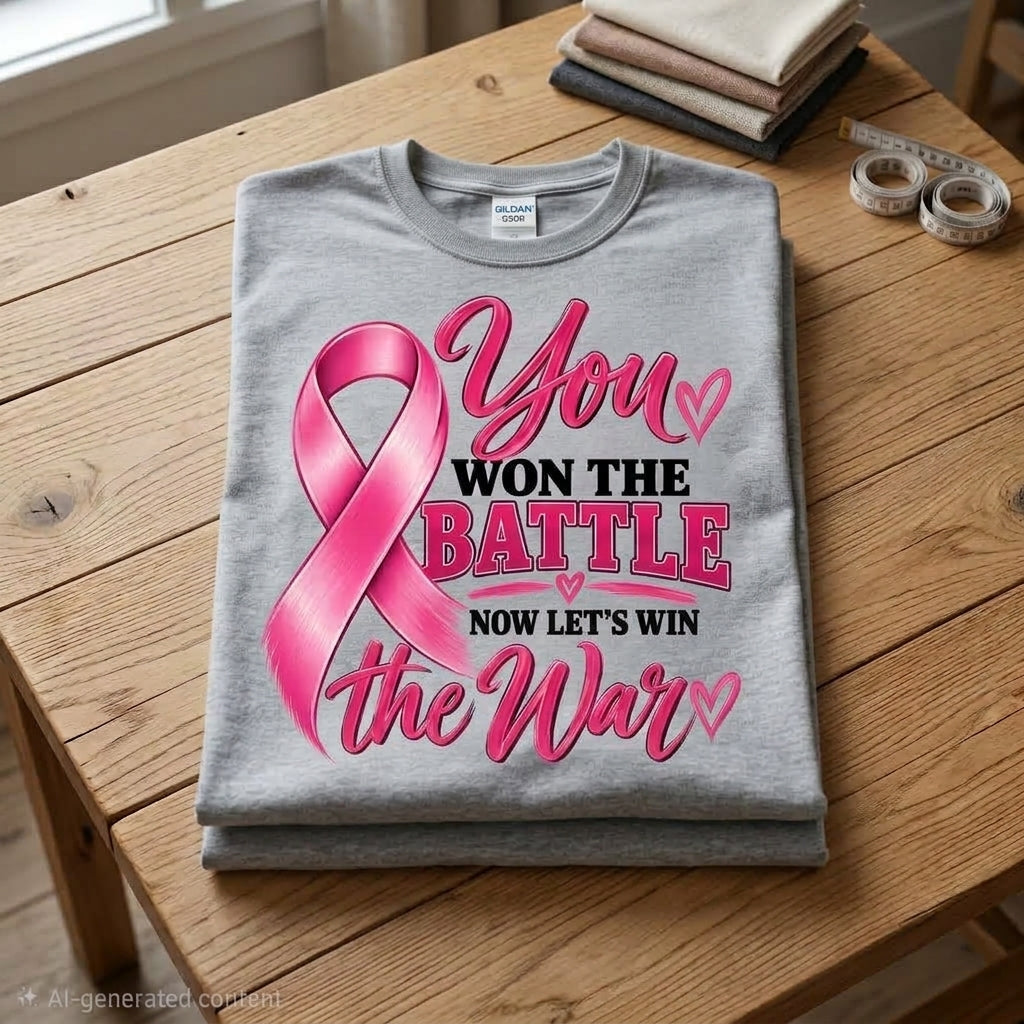 You Won the Battle” Breast Cancer Awareness T-Shirt