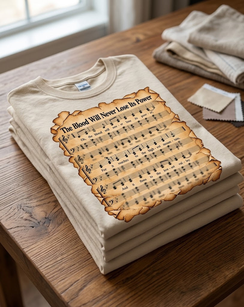The Blood Will Never Lose Its Power – Sand T-Shirt